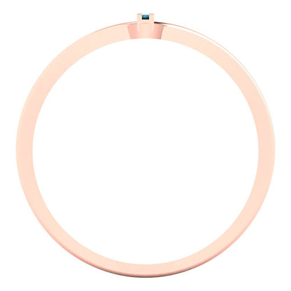 0.09 cttw Simulated Turquoise Statement Engagement Ring - Solid Gold (Round Cut,1.0mm)