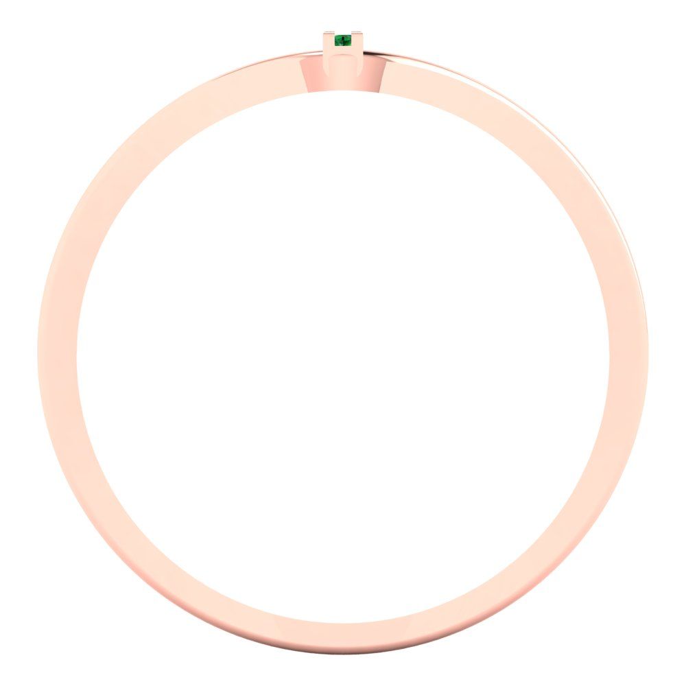 0.09 cttw Simulated Emerald Statement Engagement Ring - Solid Gold (Round Cut,1.0mm)