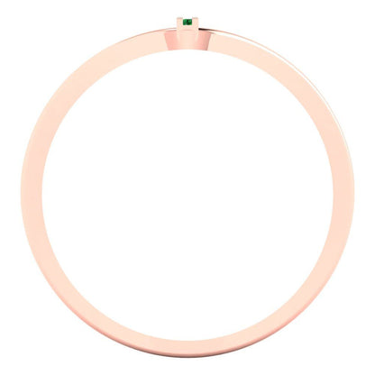 0.09 cttw Simulated Emerald Statement Engagement Ring - Solid Gold (Round Cut,1.0mm)