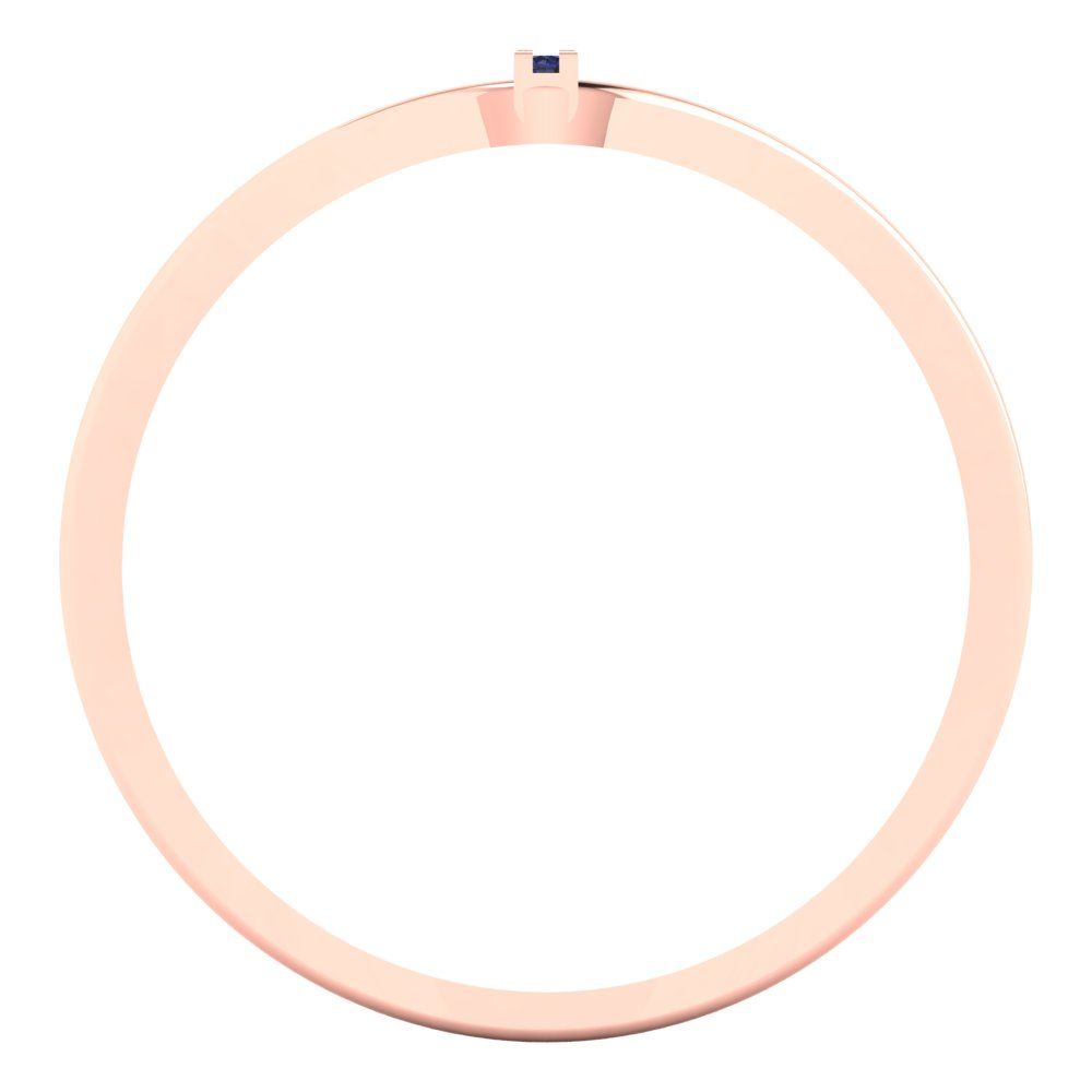 0.09 cttw Simulated Blue Sapphire Statement Engagement Ring - Solid Rose Gold (VVS1, Round Cut,1.0mm)