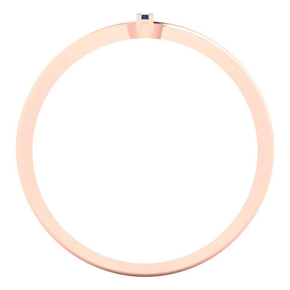 0.09 cttw Simulated Blue Sapphire Statement Engagement Ring - Solid Rose Gold (VVS1, Round Cut,1.0mm)