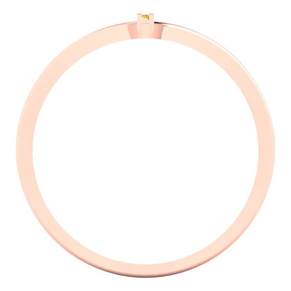 0.09 cttw Zirconia Simulated Yellow Diamond Statement Engagement Ring - Solid Gold (VVS1, Round Cut,1.0mm)