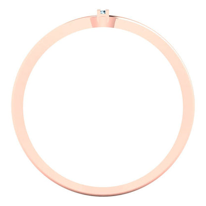 0.09 cttw Natural Aquamarine Statement Engagement Ring - Solid Gold (Round Cut,1.0mm)