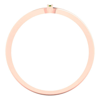 0.09 cttw Natural Peridot Statement Engagement Ring - Solid Gold (Round Cut,1.0mm)