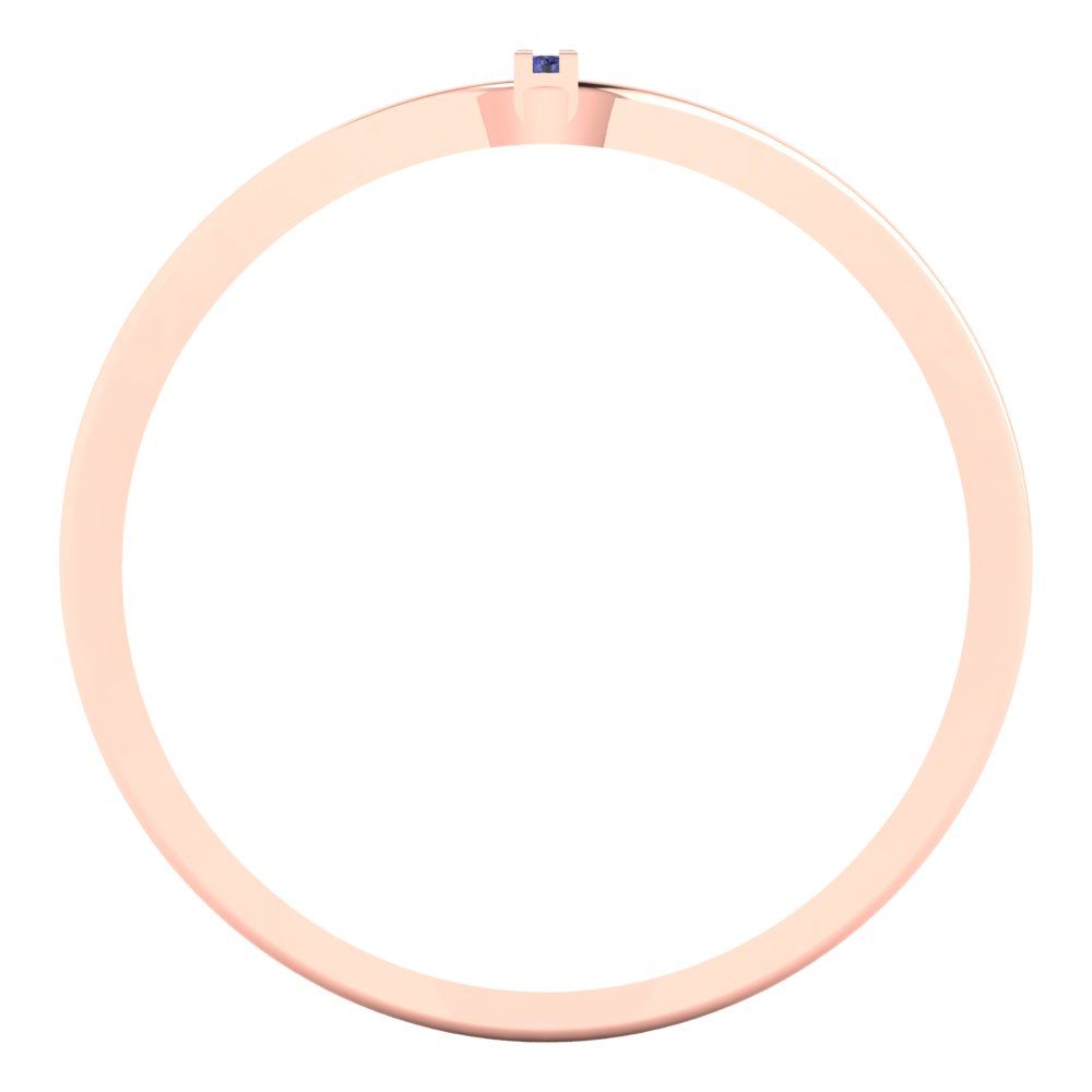 0.09 cttw Simulated Tanzanite Statement Engagement Ring - Solid Rose Gold (VVS1, Round Cut,1.0mm)
