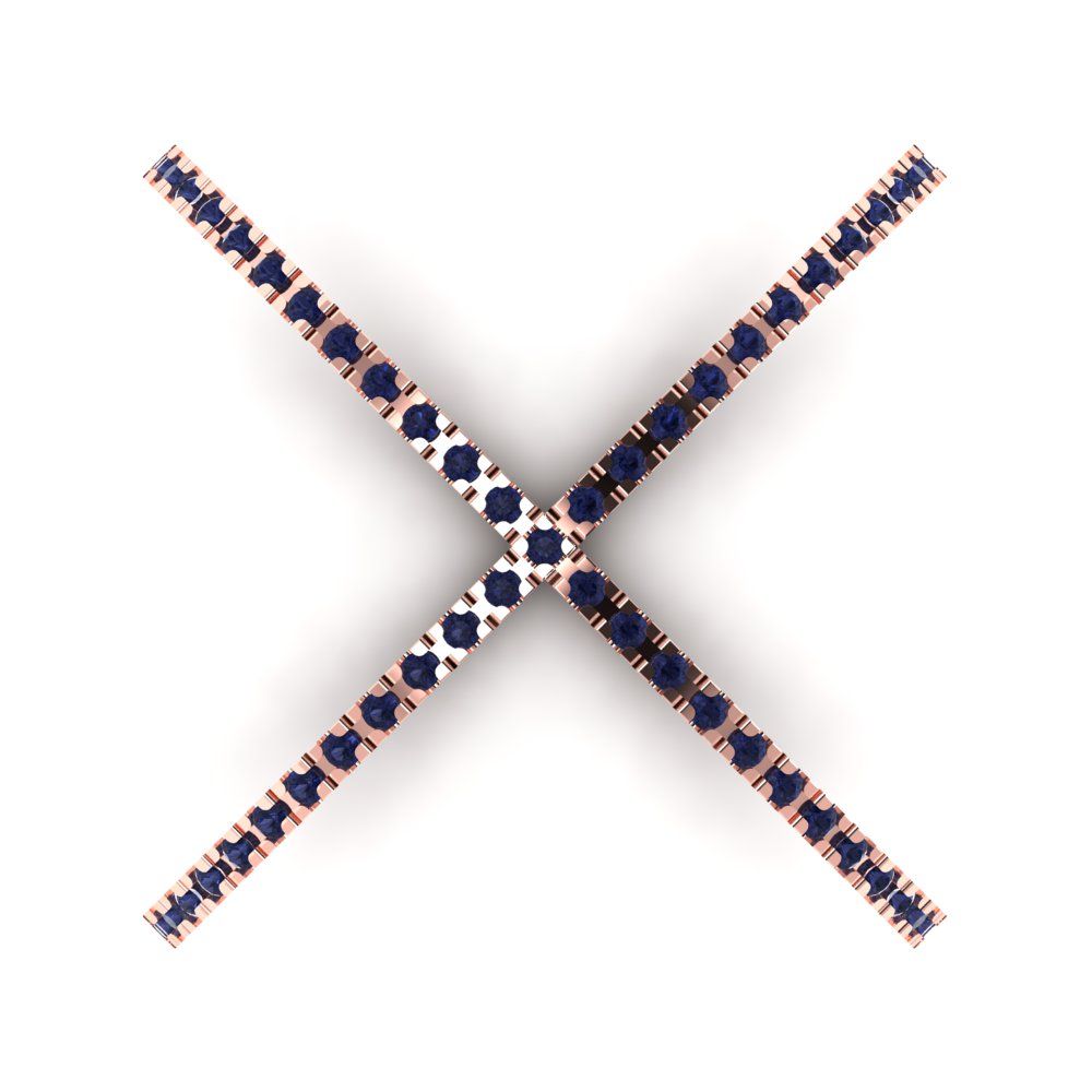 0.245 cttw Simulated Blue Sapphire Statement Engagement Ring - Solid Rose Gold (VVS1, Round Cut,1.0mm)