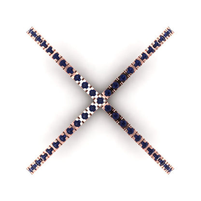 0.245 cttw Simulated Blue Sapphire Statement Engagement Ring - Solid Rose Gold (VVS1, Round Cut,1.0mm)