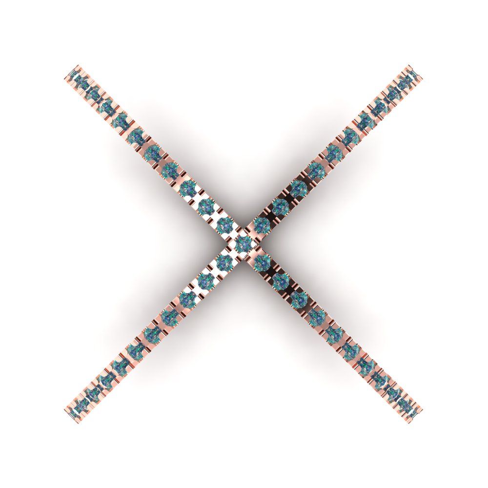 0.245 cttw Blue Moissanite Statement Engagement Ring - Solid Rose Gold (VVS1, Round Cut,1.0mm)