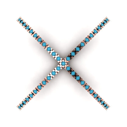 0.245 cttw Simulated Turquoise Statement Engagement Ring - Solid Gold (Round Cut,1.0mm)