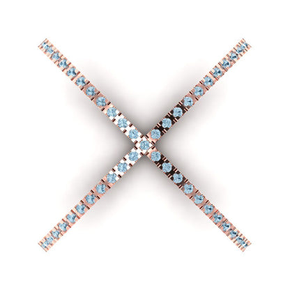 0.245 cttw Natural Aquamarine Statement Engagement Ring - Solid Rose Gold (VVS1, Round Cut,1.0mm)