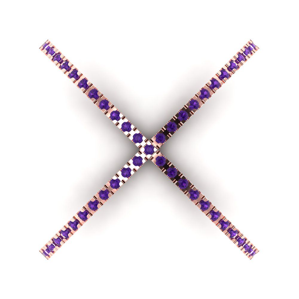 0.245 cttw Natural Amethyst Statement Engagement Ring - Solid Gold (Round Cut,1.0mm)