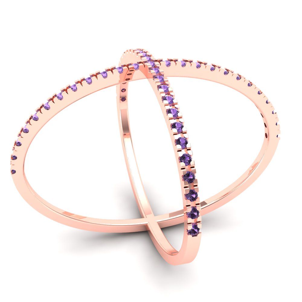 0.245 cttw Simulated Alexandrite Statement Engagement Ring - Solid Gold (Round Cut,1.0mm)