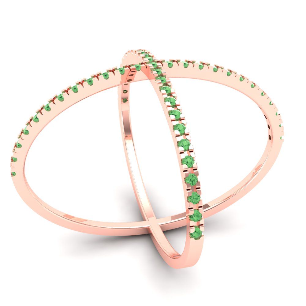 0.245 cttw Zirconia Simulated Green Diamond Statement Engagement Ring - Solid Rose Gold (VVS1, Round Cut,1.0mm)
