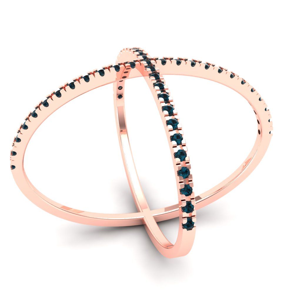 0.245 cttw Natural London Blue Topaz Statement Engagement Ring - Solid Rose Gold (VVS1, Round Cut,1.0mm)