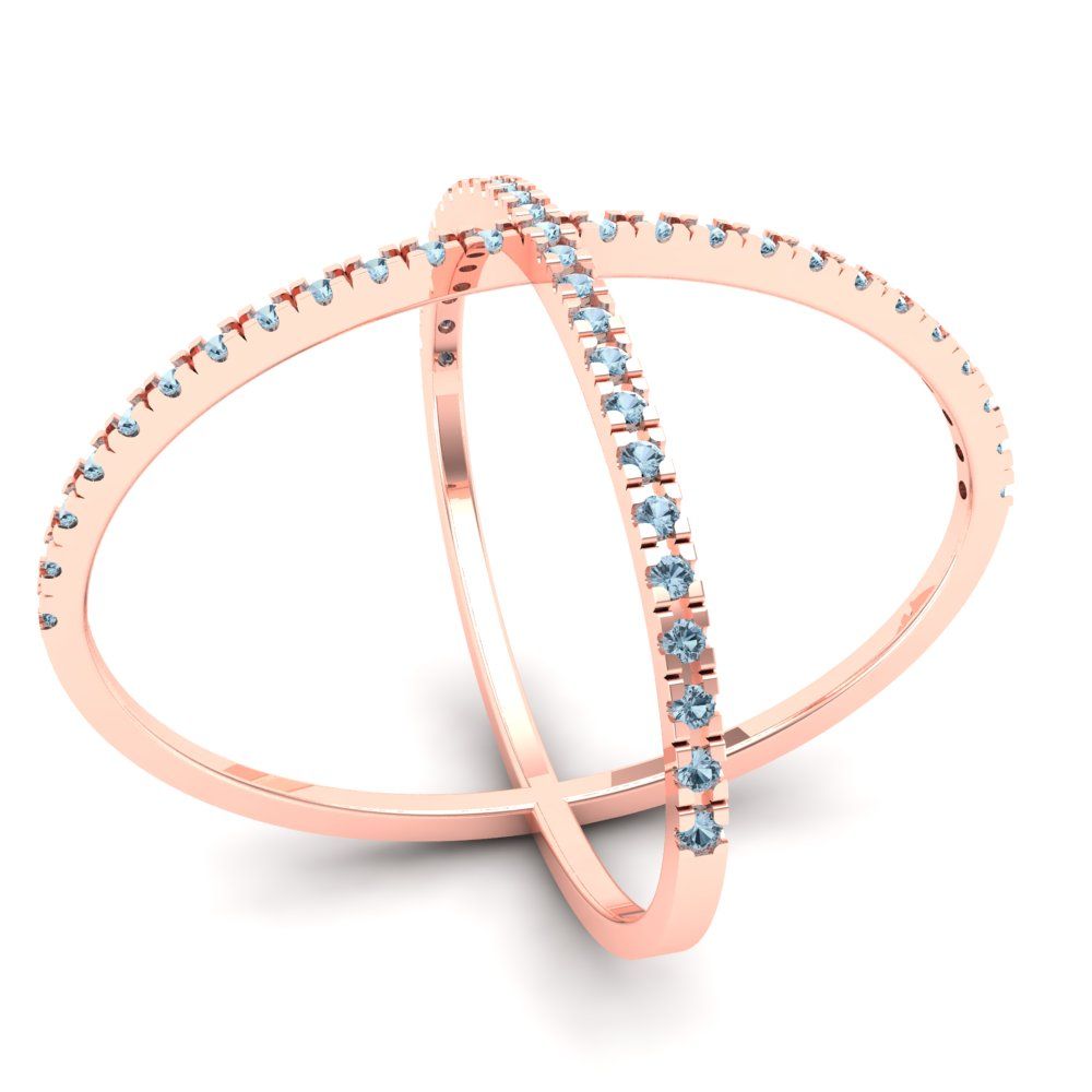 0.245 cttw Zirconia Simulated Blue Diamond Statement Engagement Ring - Solid Rose Gold (VVS1, Round Cut,1.0mm)