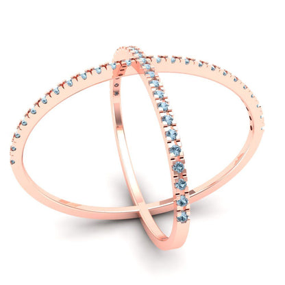 0.245 cttw Zirconia Simulated Blue Diamond Statement Engagement Ring - Solid Rose Gold (VVS1, Round Cut,1.0mm)