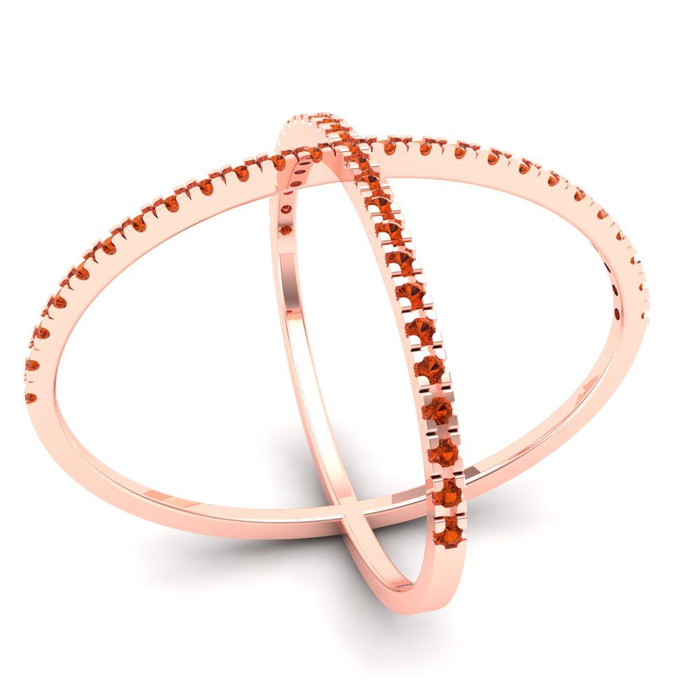 0.245 cttw Zirconia Simulated Red Diamond Statement Engagement Ring - Solid Rose Gold (VVS1, Round Cut,1.0mm)