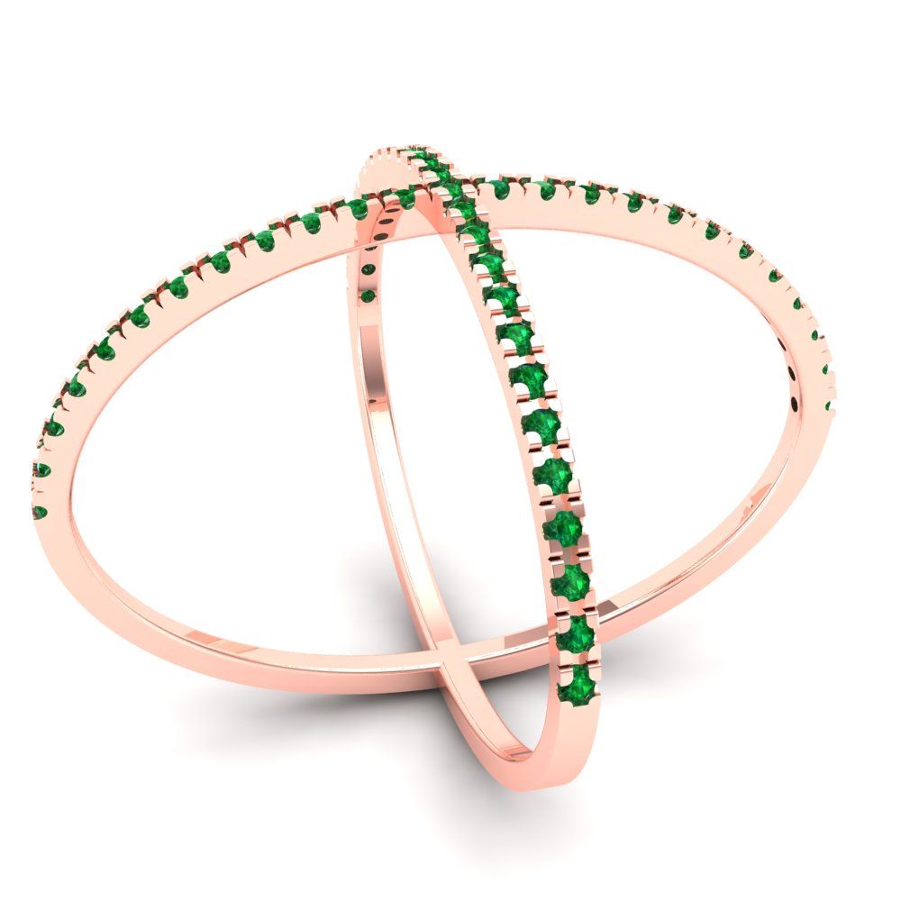 0.245 cttw Simulated Emerald Statement Engagement Ring - Solid Rose Gold (VVS1, Round Cut,1.0mm)