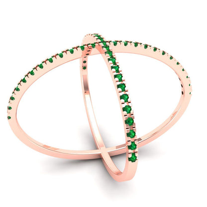0.245 cttw Simulated Emerald Statement Engagement Ring - Solid Rose Gold (VVS1, Round Cut,1.0mm)