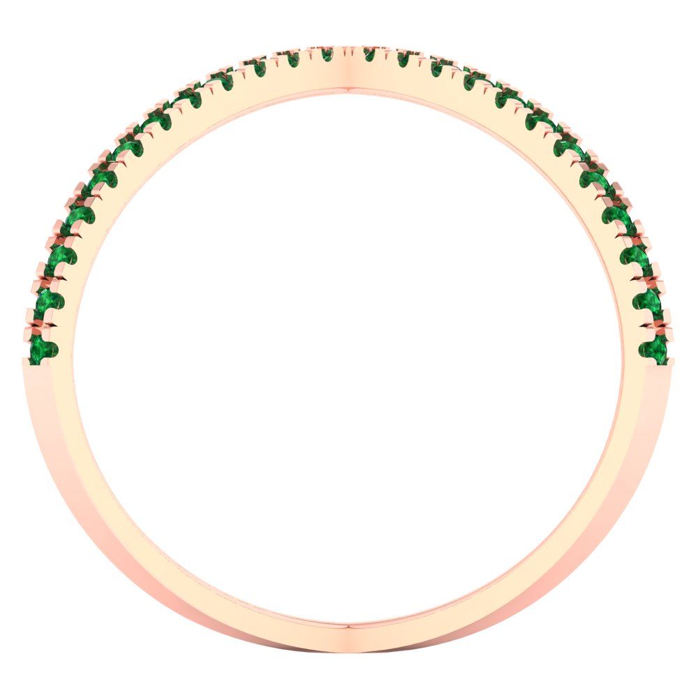 0.245 cttw Simulated Emerald Statement Engagement Ring - Solid Rose Gold (VVS1, Round Cut,1.0mm)