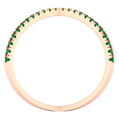 0.245 cttw Simulated Emerald Statement Engagement Ring - Solid Rose Gold (VVS1, Round Cut,1.0mm)