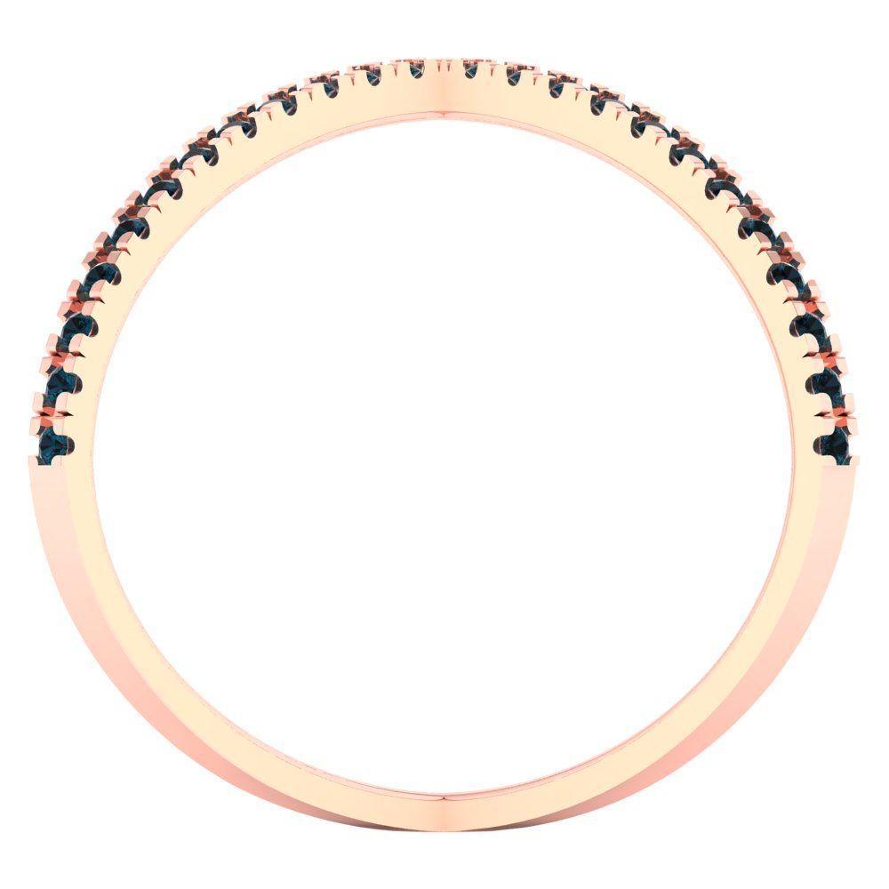 0.245 cttw Natural London Blue Topaz Statement Engagement Ring - Solid Rose Gold (VVS1, Round Cut,1.0mm)