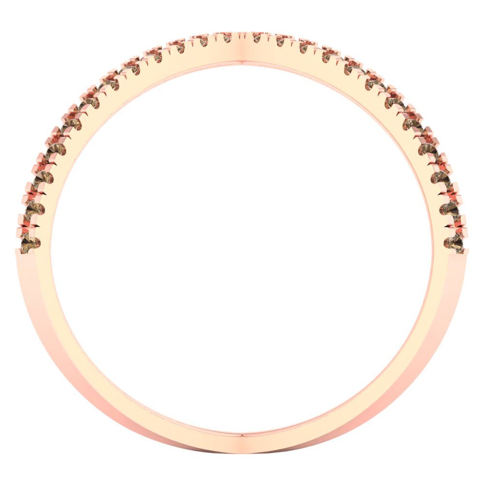 0.245 cttw Zirconia Simulated Champagne Diamond Statement Engagement Ring - Solid Rose Gold (VVS1, Round Cut,1.0mm)