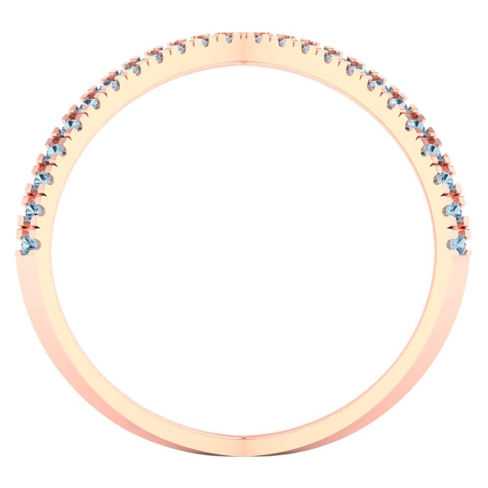 0.245 cttw Natural Swiss Blue Topaz Statement Engagement Ring - Solid Rose Gold (VVS1, Round Cut,1.0mm)