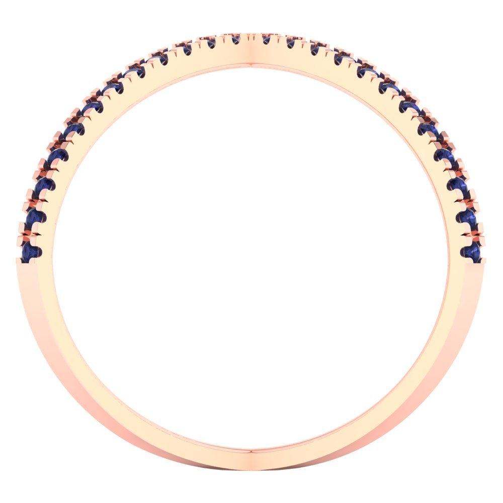 0.245 cttw Simulated Blue Sapphire Statement Engagement Ring - Solid Rose Gold (VVS1, Round Cut,1.0mm)