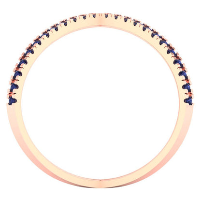 0.245 cttw Simulated Blue Sapphire Statement Engagement Ring - Solid Rose Gold (VVS1, Round Cut,1.0mm)