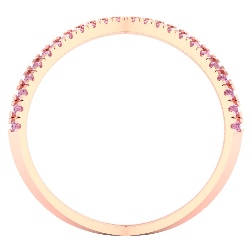 0.245 cttw Zirconia Simulated Pink Diamond Statement Engagement Ring - Solid Rose Gold (VVS1, Round Cut,1.0mm)