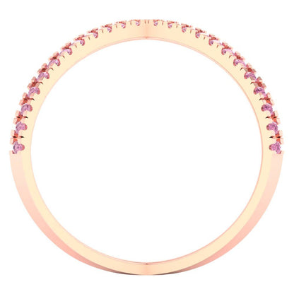 0.245 cttw Zirconia Simulated Pink Diamond Statement Engagement Ring - Solid Rose Gold (VVS1, Round Cut,1.0mm)