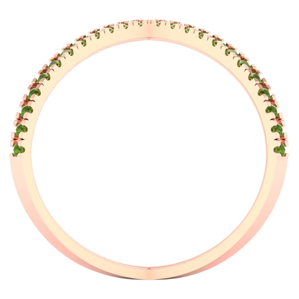 0.245 cttw Natural Peridot Statement Engagement Ring - Solid Gold (Round Cut,1.0mm)