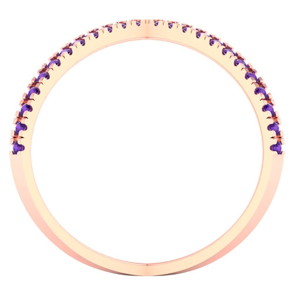 0.245 cttw Natural Amethyst Statement Engagement Ring - Solid Gold (Round Cut,1.0mm)