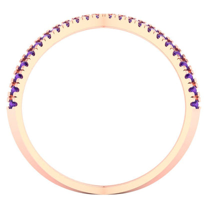 0.245 cttw Natural Amethyst Statement Engagement Ring - Solid Gold (Round Cut,1.0mm)