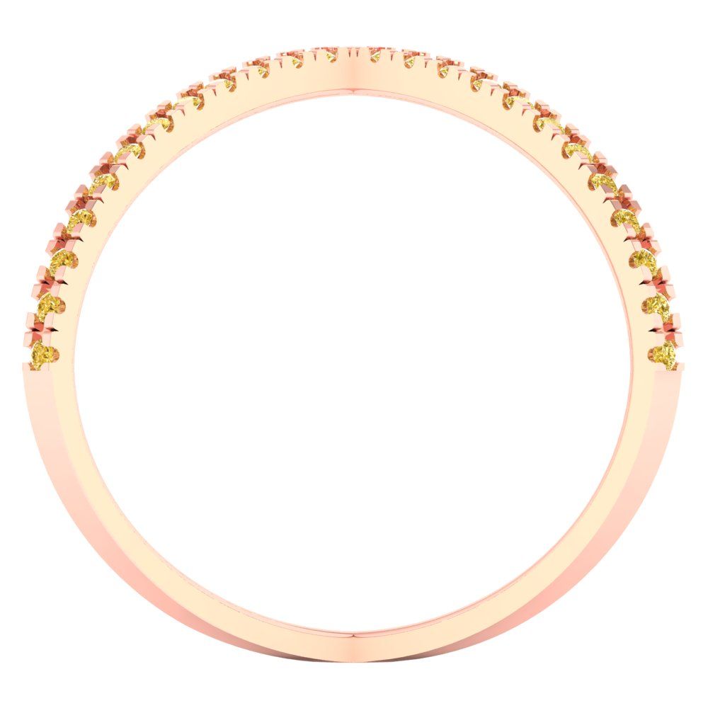 0.245 cttw Zirconia Simulated Yellow Diamond Statement Engagement Ring - Solid Rose Gold (VVS1, Round Cut,1.0mm)