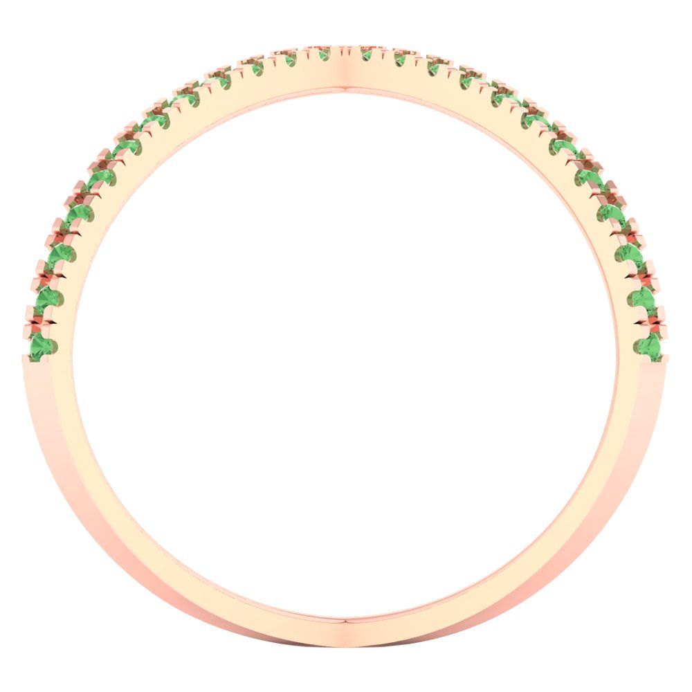 0.245 cttw Zirconia Simulated Green Diamond Statement Engagement Ring - Solid Rose Gold (VVS1, Round Cut,1.0mm)