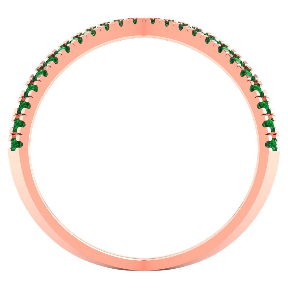 0.245 cttw Simulated Emerald Statement Engagement Ring - Solid Rose Gold (VVS1, Round Cut,1.0mm)