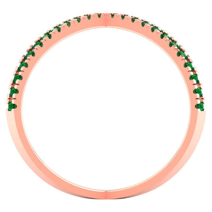 0.245 cttw Simulated Emerald Statement Engagement Ring - Solid Rose Gold (VVS1, Round Cut,1.0mm)