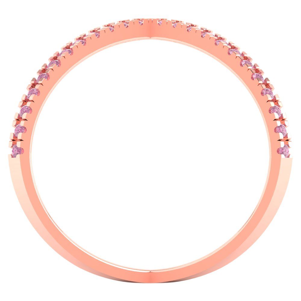 0.245 cttw Zirconia Simulated Pink Diamond Statement Engagement Ring - Solid Rose Gold (VVS1, Round Cut,1.0mm)