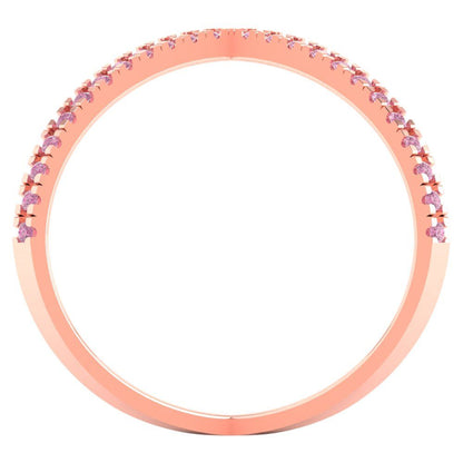 0.245 cttw Zirconia Simulated Pink Diamond Statement Engagement Ring - Solid Rose Gold (VVS1, Round Cut,1.0mm)