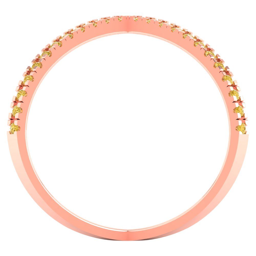 0.245 cttw Zirconia Simulated Yellow Diamond Statement Engagement Ring - Solid Rose Gold (VVS1, Round Cut,1.0mm)