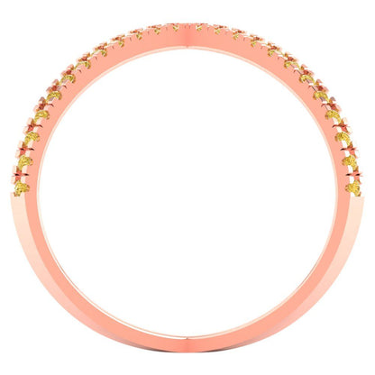 0.245 cttw Zirconia Simulated Yellow Diamond Statement Engagement Ring - Solid Rose Gold (VVS1, Round Cut,1.0mm)