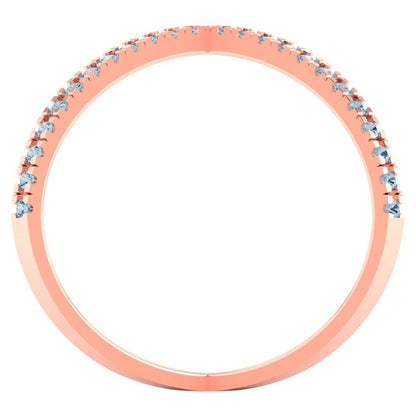 0.245 cttw Zirconia Simulated Blue Diamond Statement Engagement Ring - Solid Rose Gold (VVS1, Round Cut,1.0mm)