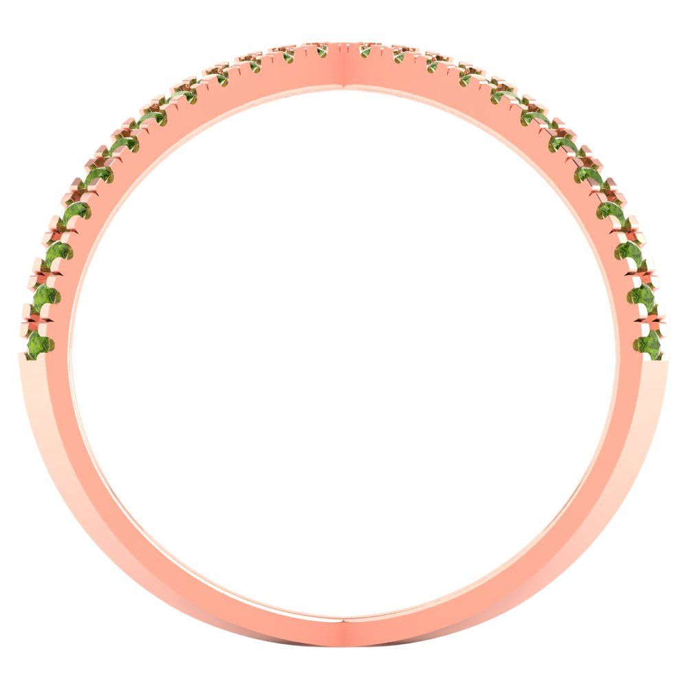 0.245 cttw Natural Peridot Statement Engagement Ring - Solid Gold (Round Cut,1.0mm)