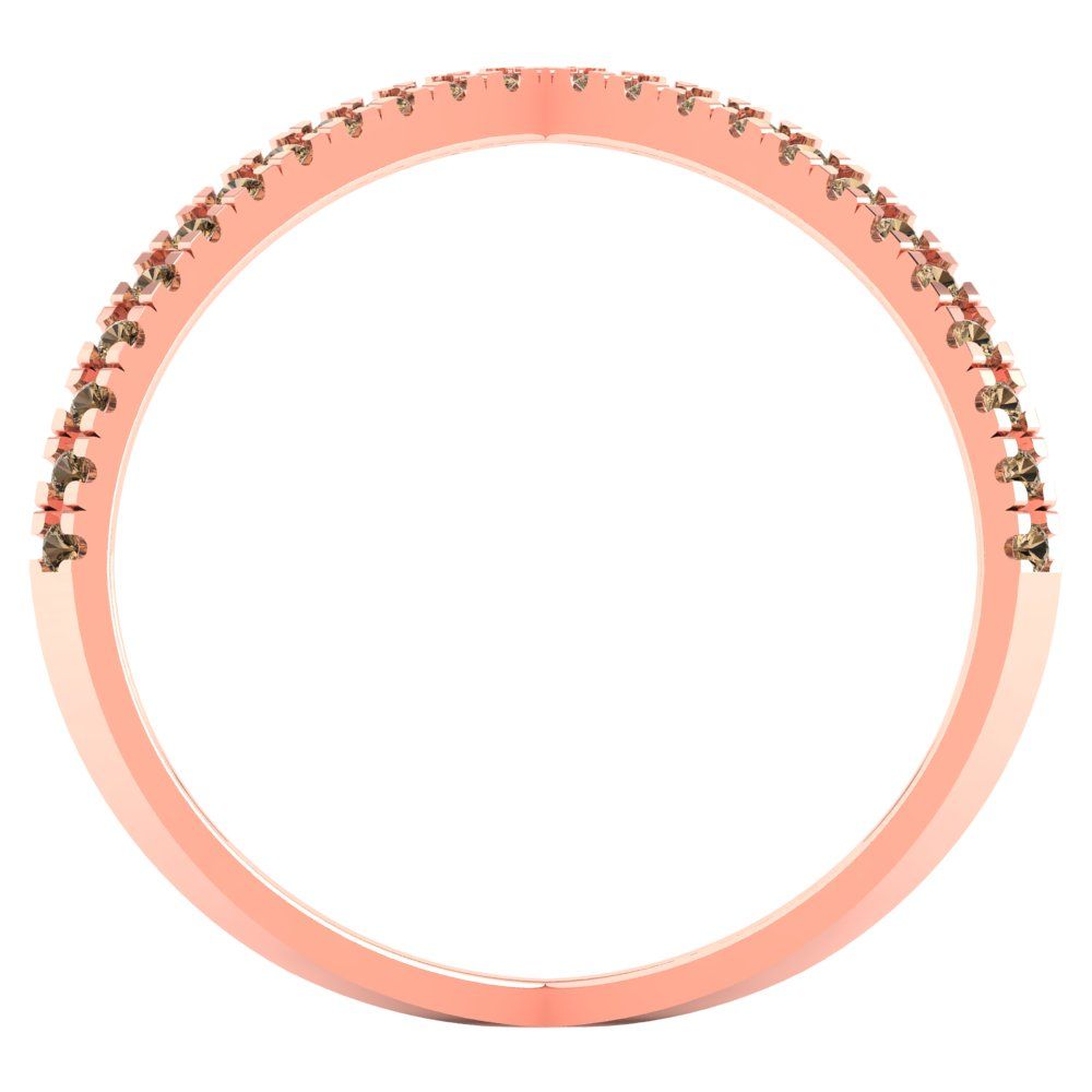 0.245 cttw Zirconia Simulated Champagne Diamond Statement Engagement Ring - Solid Rose Gold (VVS1, Round Cut,1.0mm)