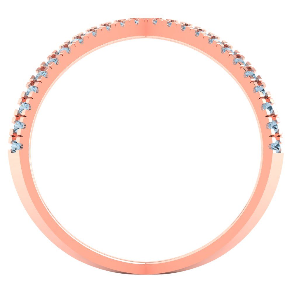 0.245 cttw Natural Swiss Blue Topaz Statement Engagement Ring - Solid Rose Gold (VVS1, Round Cut,1.0mm)
