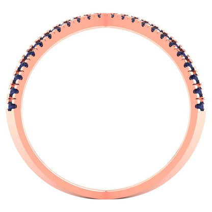 0.245 cttw Simulated Blue Sapphire Statement Engagement Ring - Solid Rose Gold (VVS1, Round Cut,1.0mm)