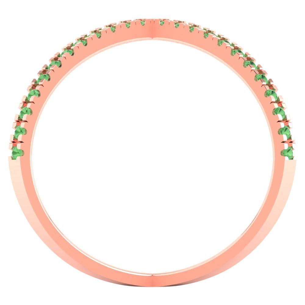 0.245 cttw Zirconia Simulated Green Diamond Statement Engagement Ring - Solid Rose Gold (VVS1, Round Cut,1.0mm)
