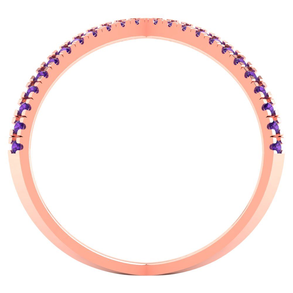 0.245 cttw Natural Amethyst Statement Engagement Ring - Solid Gold (Round Cut,1.0mm)